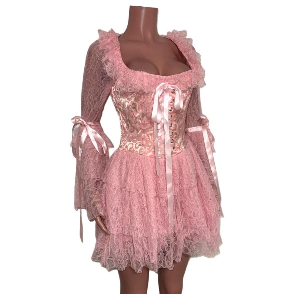 Dolls Kill Pink Lace Mini Dress